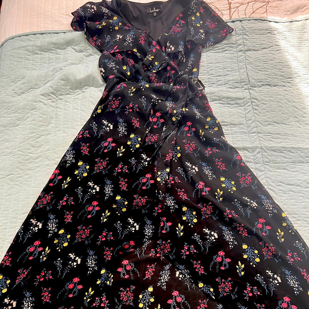 Lulu’s asymmetrical dress with floral print